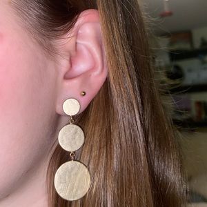 Gold circle drop earrings